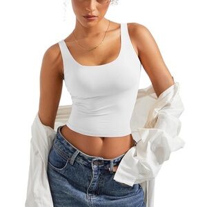 White Sleeveless Tank Top